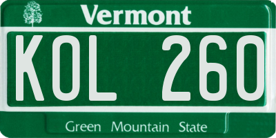 VT license plate KOL260