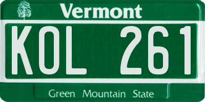 VT license plate KOL261