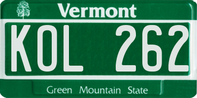 VT license plate KOL262