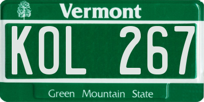 VT license plate KOL267
