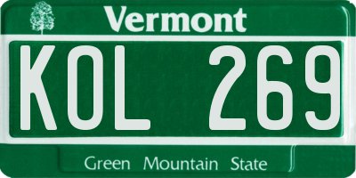 VT license plate KOL269