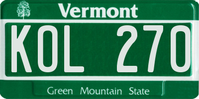 VT license plate KOL270