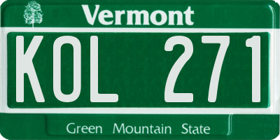 VT license plate KOL271