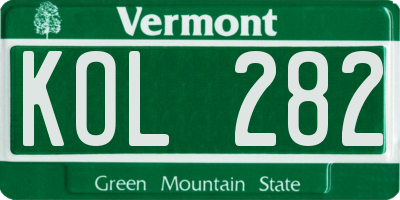 VT license plate KOL282