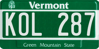 VT license plate KOL287