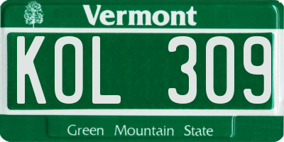 VT license plate KOL309