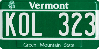 VT license plate KOL323