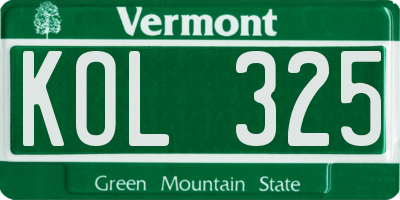 VT license plate KOL325
