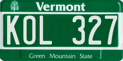 VT license plate KOL327