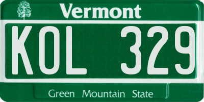 VT license plate KOL329