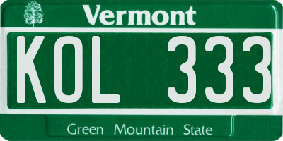 VT license plate KOL333