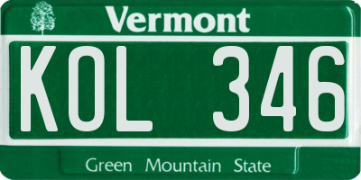 VT license plate KOL346