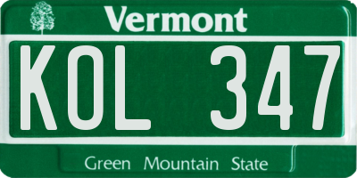 VT license plate KOL347
