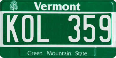 VT license plate KOL359