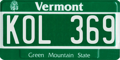 VT license plate KOL369