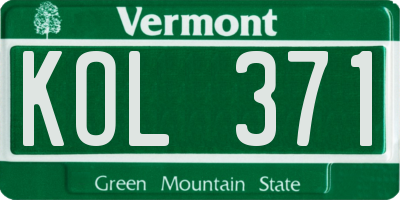 VT license plate KOL371