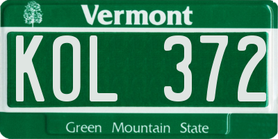 VT license plate KOL372