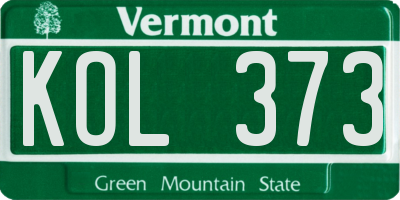 VT license plate KOL373