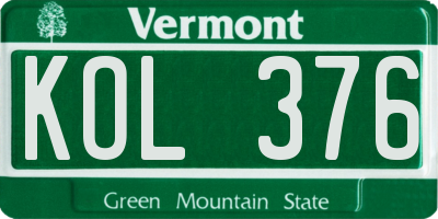 VT license plate KOL376