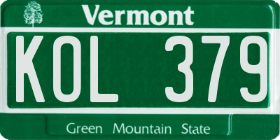 VT license plate KOL379