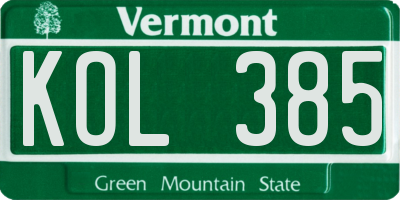 VT license plate KOL385