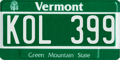 VT license plate KOL399