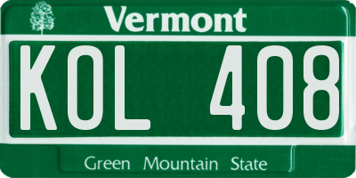 VT license plate KOL408