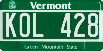 VT license plate KOL428