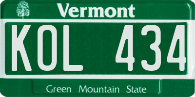VT license plate KOL434