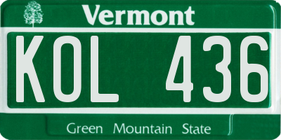 VT license plate KOL436