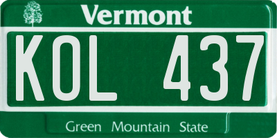 VT license plate KOL437