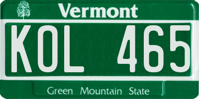VT license plate KOL465