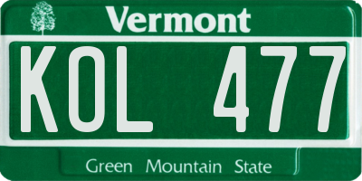 VT license plate KOL477