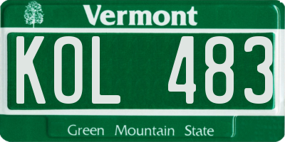 VT license plate KOL483
