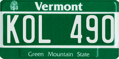 VT license plate KOL490