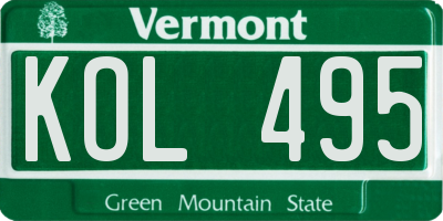 VT license plate KOL495