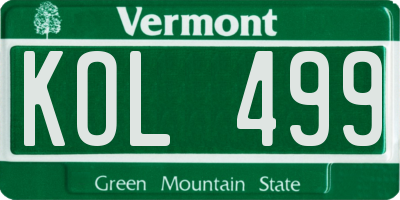 VT license plate KOL499