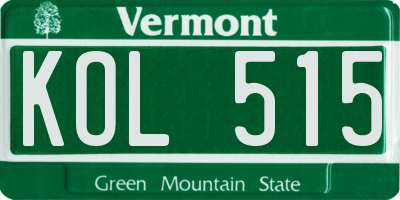 VT license plate KOL515