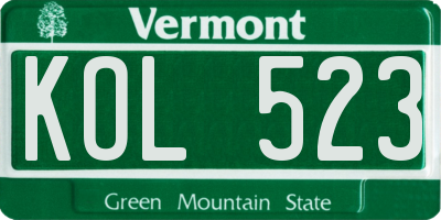VT license plate KOL523