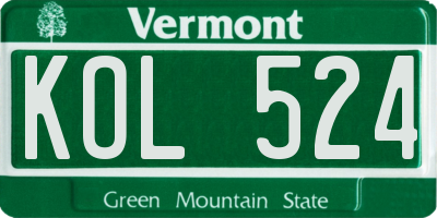 VT license plate KOL524