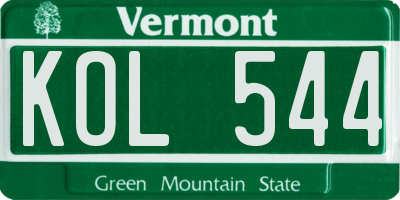 VT license plate KOL544