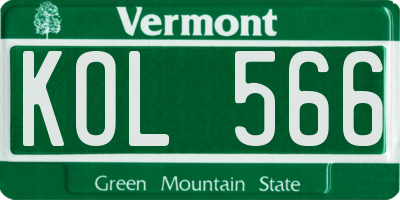 VT license plate KOL566