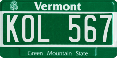 VT license plate KOL567