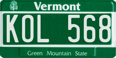 VT license plate KOL568