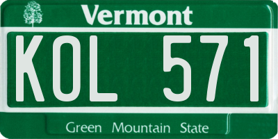 VT license plate KOL571