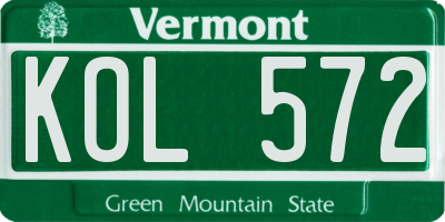 VT license plate KOL572