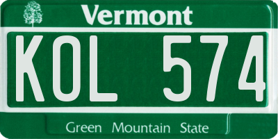 VT license plate KOL574