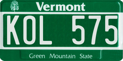 VT license plate KOL575