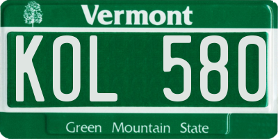 VT license plate KOL580