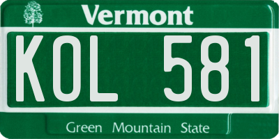 VT license plate KOL581